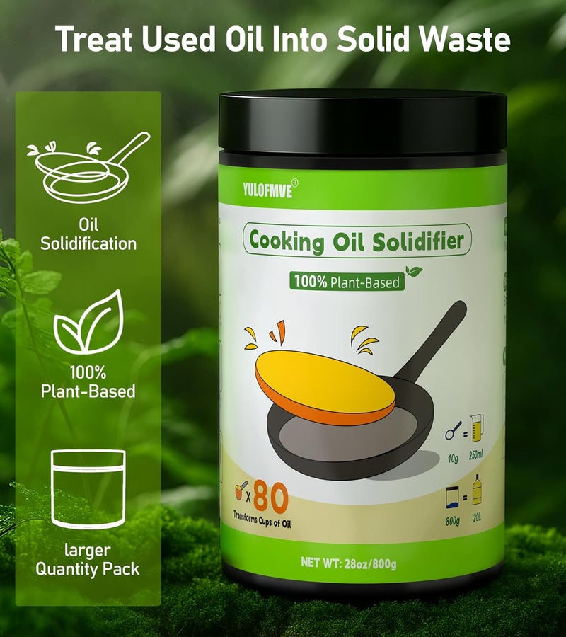 YULOFMVE Cooking Oil Solidifier Powder, Solidifies Up to 80 Cups from Mess, 100% Plant-Based Used Oil Solidifying Powder, Grease Hardener Disposal for Kitchen - Image 3